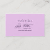 Typografie Moderner Lavendel Lila Beauty Blogger Visitenkarte (Rückseite)