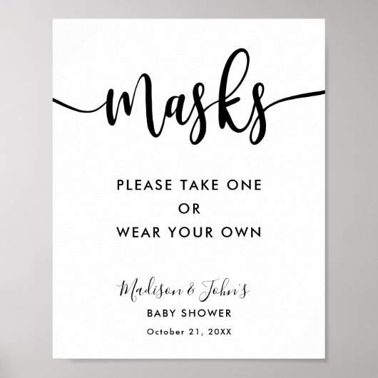 Typografie Monochrom Moderne Tragen Masken Schild (Vorne)