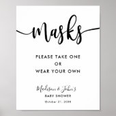 Typografie Monochrome Modern Wear Masken Zeichen Poster (Vorne)