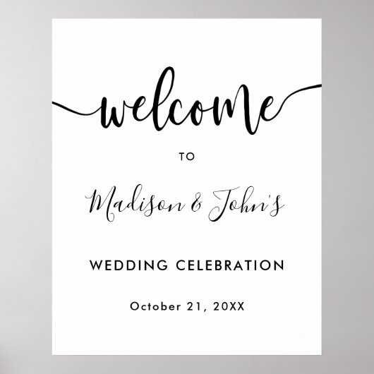 Typografie Monochrome Wedding Bridal Begrüßungszei Poster (Vorne)
