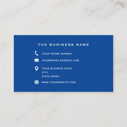 Typografie Monogram Name Initials Blue White Basic Visitenkarte (Rückseite)