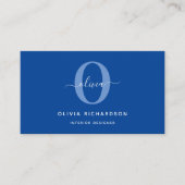 Typografie Monogram Script Name Blue White Girl Visitenkarte (Vorderseite)