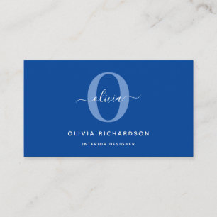 Typografie Monogram Script Name Blue White Girl Visitenkarte
