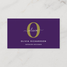 Typografie Monogram Script Name Lila White Gold Visitenkarte