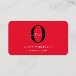 Typografie Monogram Script Name Rot Schwarz-weiß Visitenkarte