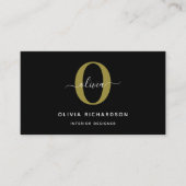 Typografie Monogram Script Name Schwarz-weiß Gold Visitenkarte (Vorderseite)