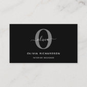 Typografie Monogram Script Name Schwarz-weiß Grau Visitenkarte (Vorderseite)
