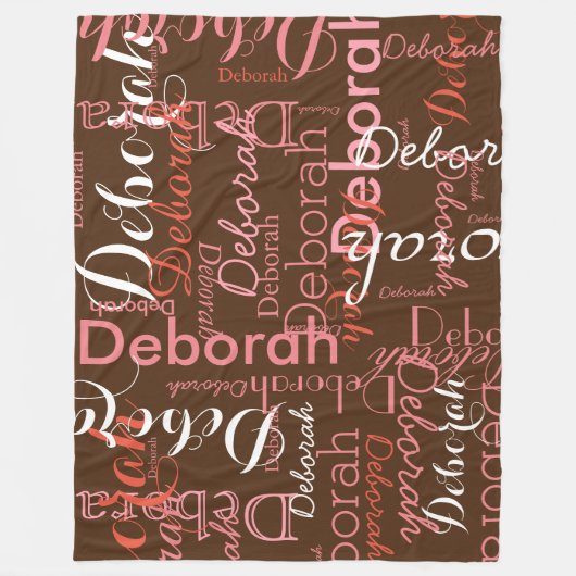 Typografie Muster rosa Namen Brown Fleece Blanket (Vorderseite)