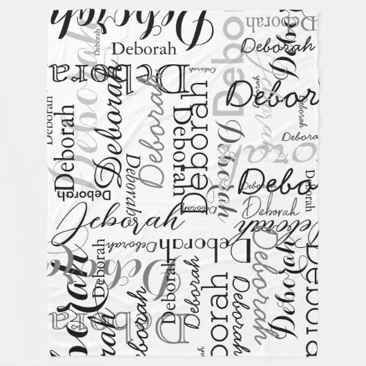 Typografie Muster Schwarze Namen auf einem Weißen Fleecedecke (Vorderseite)