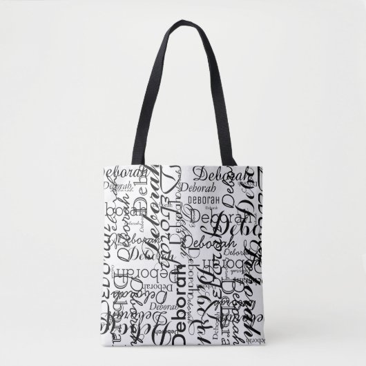 Typografie Muster schwarzer Namen auf weiß Tasche (Vorderseite)