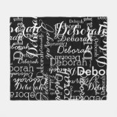 Typografie Muster White Names Black Fleecedecke (Vorderseite (Horizontal))