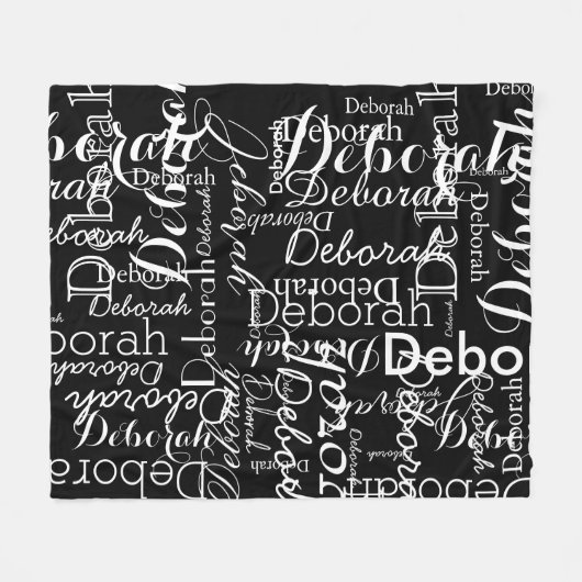 Typografie Muster White Names Black Fleecedecke (Vorderseite (Horizontal))