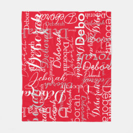 Typografie Muster White Names Red Fleece Blanket