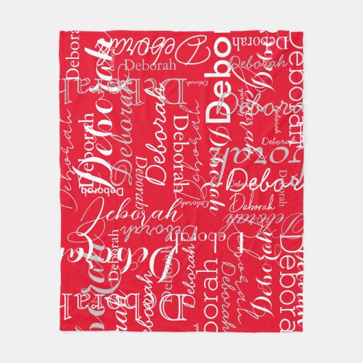 Typografie Muster White Names Red Fleece Blanket (Vorderseite)