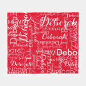Typografie Muster White Names Red Fleece Blanket (Vorderseite (Horizontal))