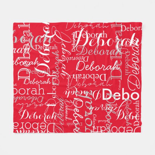 Typografie Muster White Names Red Fleece Blanket (Vorderseite (Horizontal))