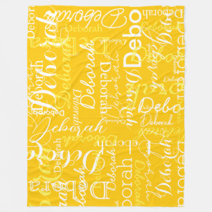 Typografie Muster White Names Yellow Fleecedecke