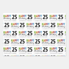 Typografie Name Geburtstagswrapping Paper Geschenkpapier Set