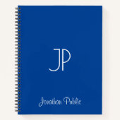 Typografie Name Template Monogram Deep Blue Notizblock (Vorderseite)