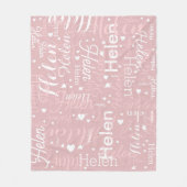 Typografie Name und Herz wiederholt auf Rose Fleecedecke (Vorderseite)