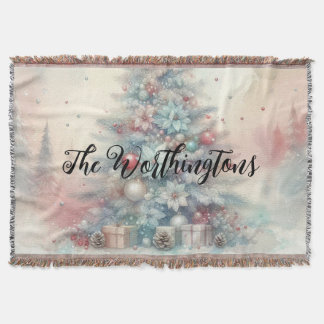 Typografie Name Weihnachtsbaumflora Aquarell Decke