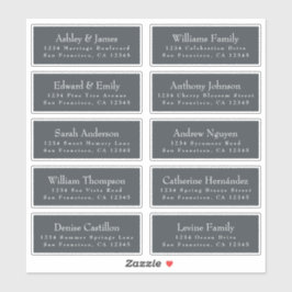 Typografie Off-Black Wedding Guest Address Labels