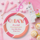 Typografie Oh Baby Coral Moderne Babydusche Pappteller (Party)
