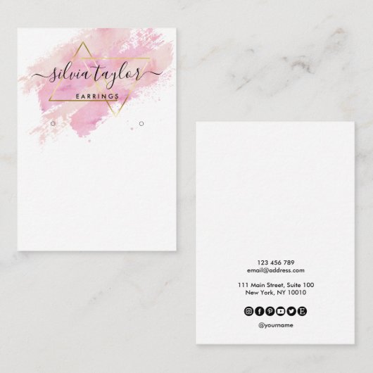 Typografie Ohrringe zeigen Inhaber Juwelengeschäft Visitenkarte (Vorne/Hinten)