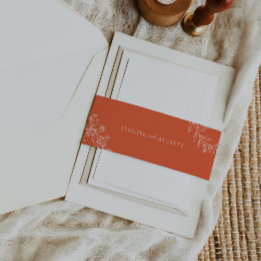 Typografie Orange Floral Wedding Invite Bly Band