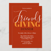 Typografie Orange Friendsgiving Dinner Einladung (Vorne/Hinten)