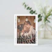Typografie-Overlay-Foto | Hochzeit Danke Postkarte (Stehend Vorderseite)