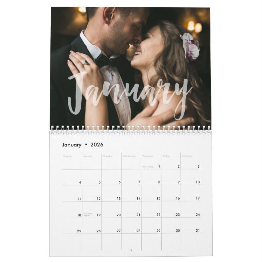 Typografie-Overlay und Foto | Einfach und modern Kalender (Jan 2026)