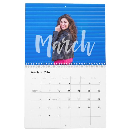 Typografie-Overlay und Foto | Einfach und modern Kalender (Mär 2026)