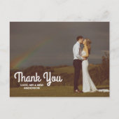 Typografie Overlay Wedding Couple Foto Vielen Dank Postkarte (Vorderseite)