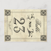 Typografie Parchment Vintage Hochzeit Tischnummern (Rückseite)