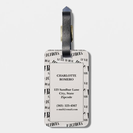 Typografie | Paris | Parfum Gepäckanhänger (Rückseite vertikal)