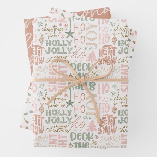 Typografie Pastell Holiday Wrapping Paper Geschenkpapier Set (Beispiel)
