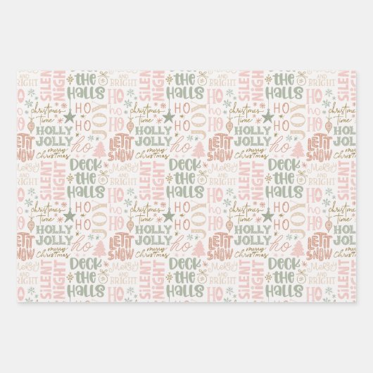 Typografie Pastell Holiday Wrapping Paper Geschenkpapier Set (Vorderseite)