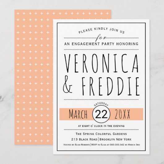 Typografie Pfirsichfest Einladung (Vorne/Hinten)