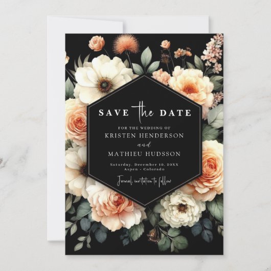 Typografie-Pfirsichhochzeit Save The Date (Vorderseite)