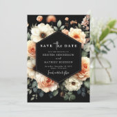Typografie-Pfirsichhochzeit Save The Date (Stehend Vorderseite)