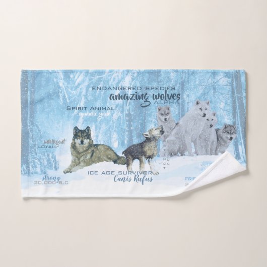 Typografie phantastischer Wölfe | PERSONALISIERT Badhandtuch Set (Handtuch)