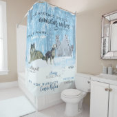 Typografie phantastischer Wölfe | PERSONALISIERT Duschvorhang (Beispiel)