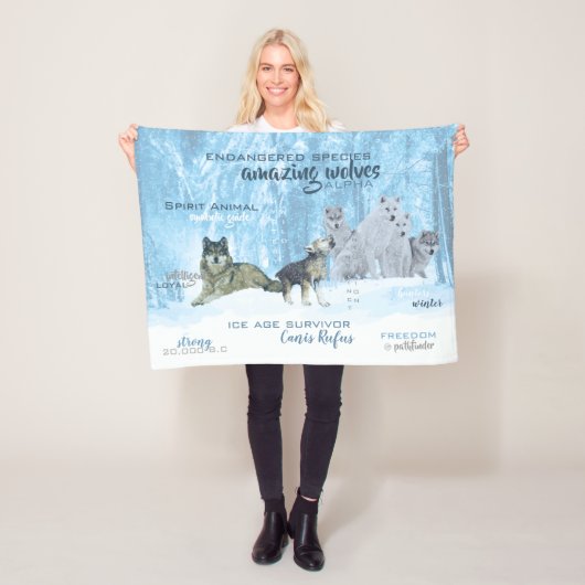 Typografie phantastischer Wölfe | PERSONALISIERT Fleecedecke (Beispiel)