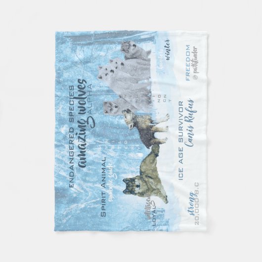 Typografie phantastischer Wölfe | PERSONALISIERT Fleecedecke (Vorderseite)