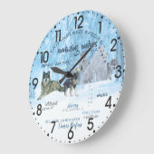 Typografie phantastischer Wölfe | PERSONALISIERT Große Wanduhr (Winkel)