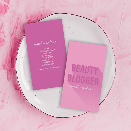 Typografie Pink Lila Beauty Blogger Social Media Visitenkarte