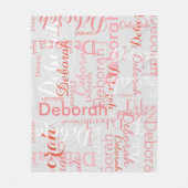 Typografie Pink Names Gray Fleecedecke (Vorderseite)