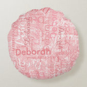 Typografie Pinkfarbige Namen blass pink Rundes Kissen (Rückseite)
