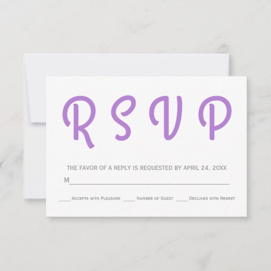 Typografie polka dot lavender weded RSVP (Vorderseite)